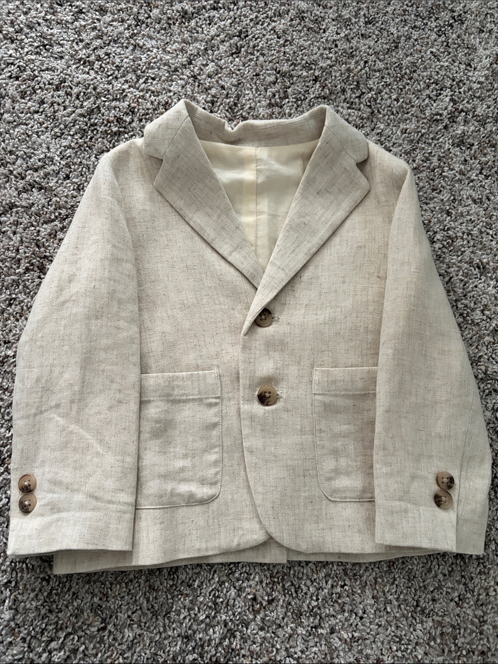 Zara Beige Linen-Blend Boys Blazer